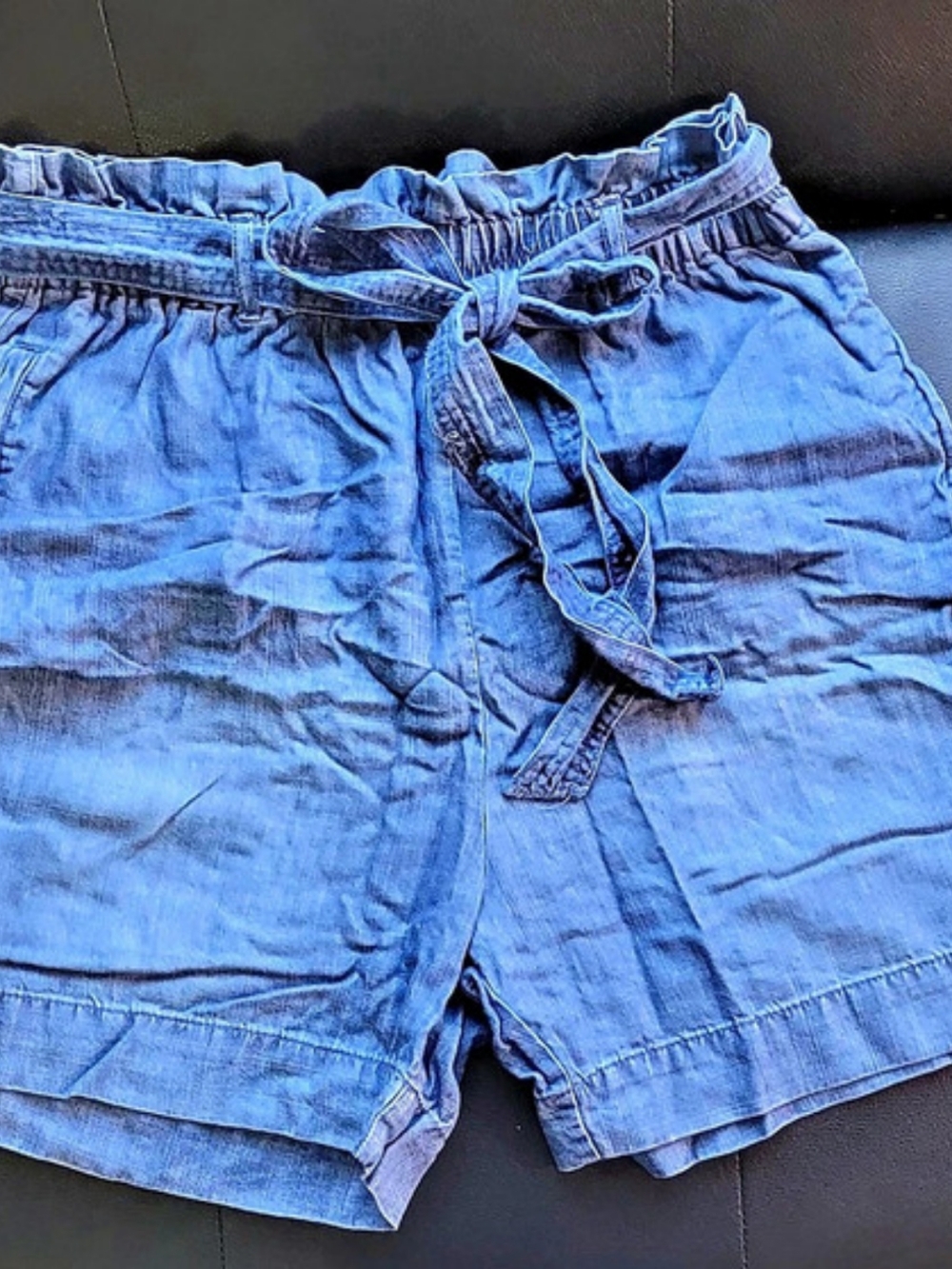 Chelsea & Theodore Denim Shorts Blue Elastic Waist Drawstring
